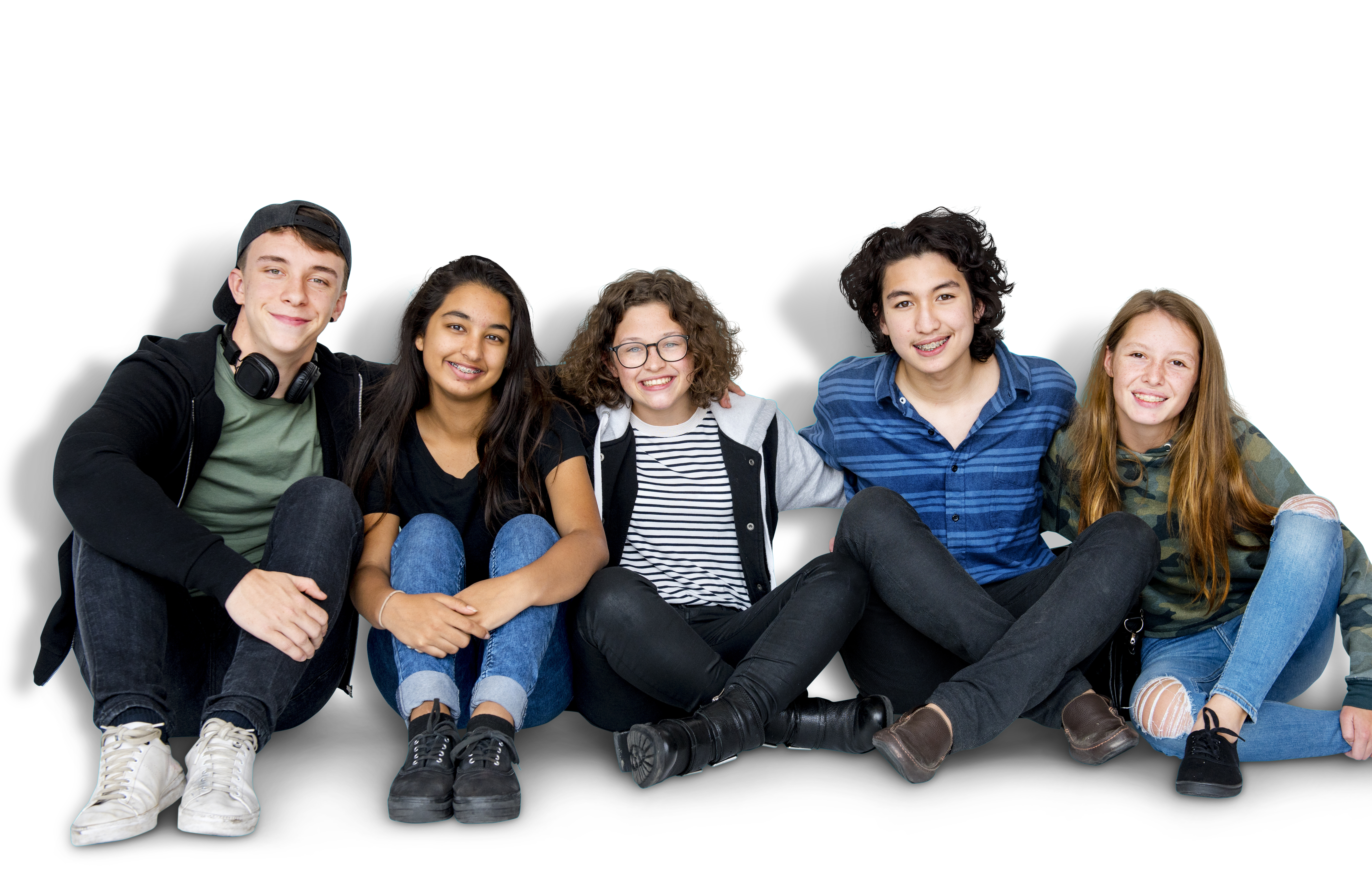 Group of teenager are sitting together