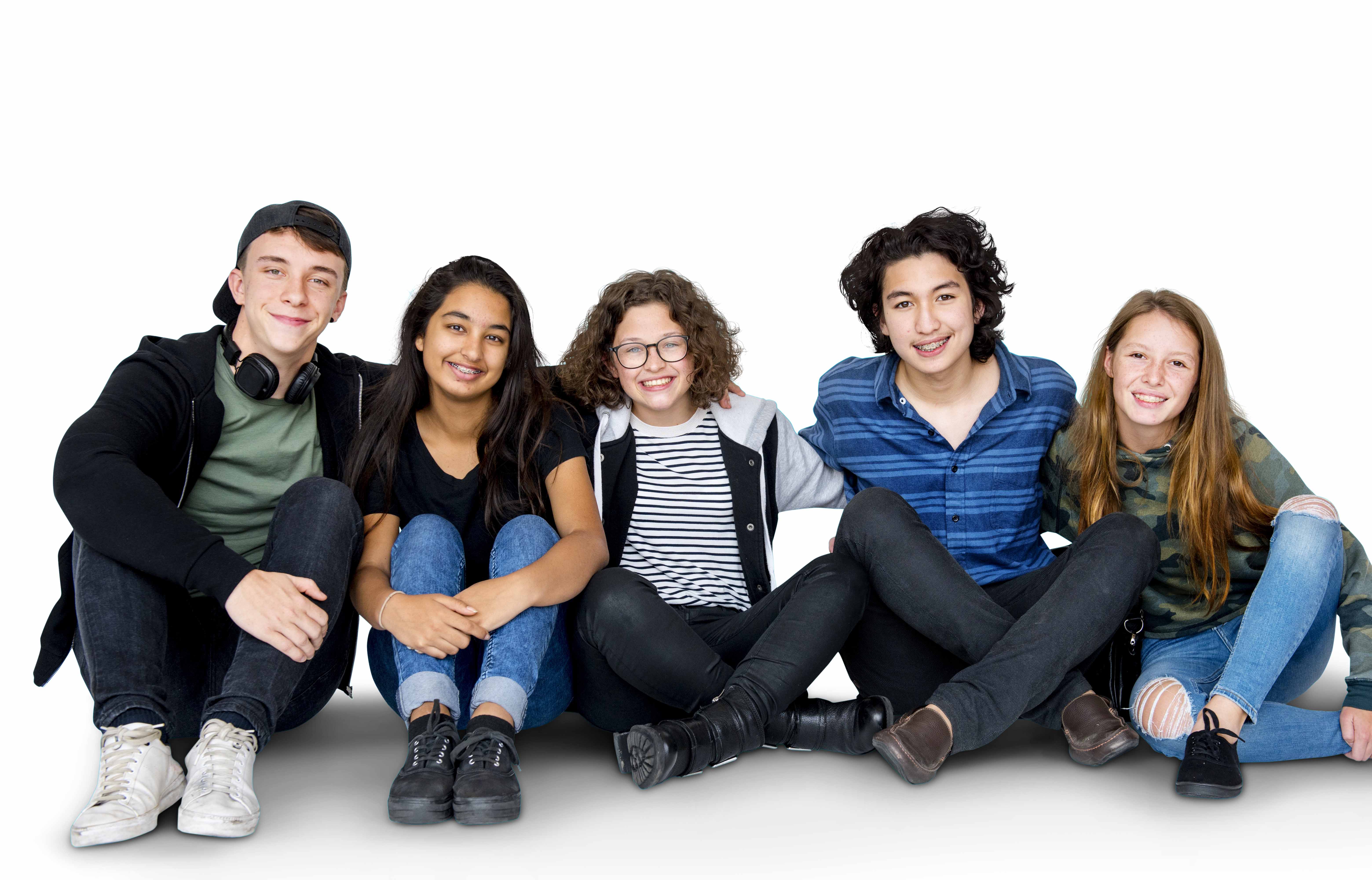 Group of teenager are sitting together